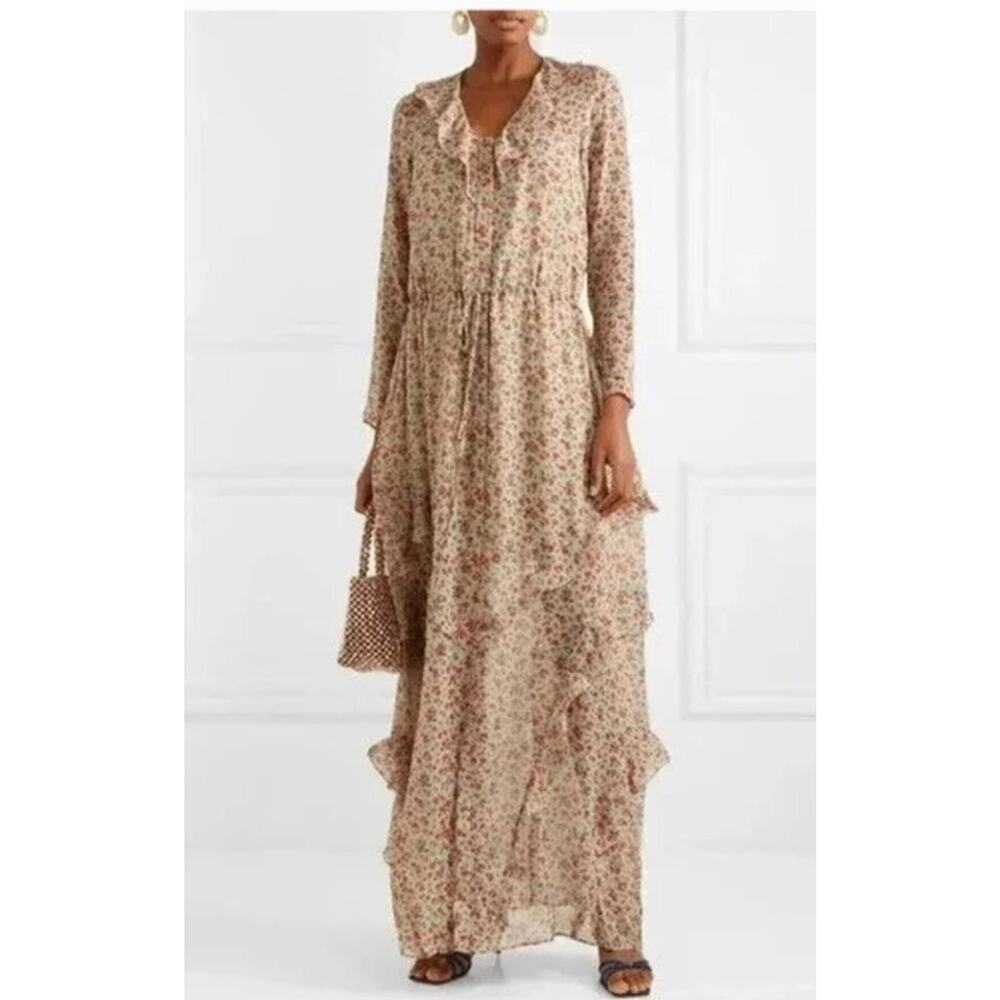 SALONI Sz 2 US Izzie Silk Georgette Dress Fawn Anemone NWT